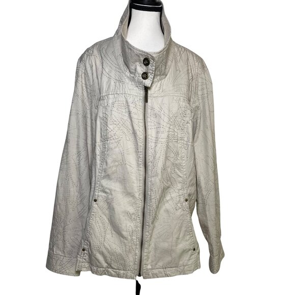 Coldwater Creek Womens‎ Jacket Beige Embroidered Lightweight Full Zip Size 22 - Picture 2 of 15